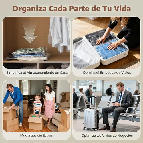 Vista 8 de Nicetree Paquete de 9 bolsas de vacío para viajes con bomba recargable, 3