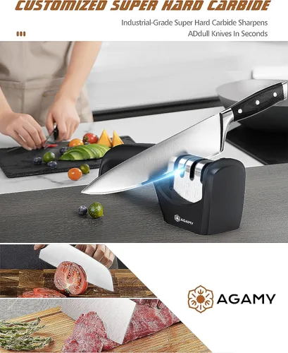Vista 3 de 6 en 1 mejor afilador de cuchillos Afilador de cocina de 4 etapas premium para cuchillos, tijeras Diamante duro, carburo, ranuras de cerámica