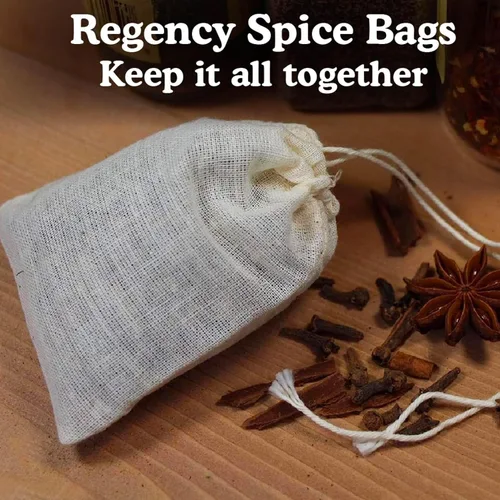 Vista 2 de Regency Wraps Bolsa con cordón 100% algodón, bolsas para guardar especias a granel, té, popurri y joyas, mini bolsas 100% algodón, 3 x 4 pulgadas