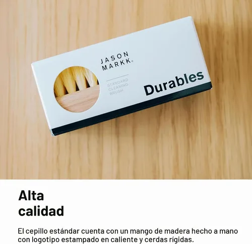 Vista 4 de Jason Markk Cepillo de limpieza estándar, mango de madera hecho a mano, cerdas sintéticas, resistente a las manchas difíciles y la suciedad