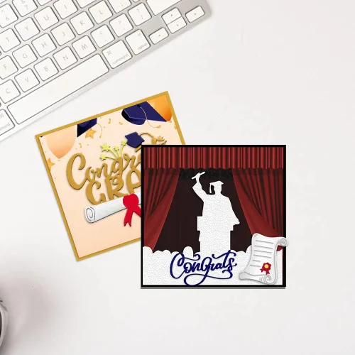 Vista 3 de Hying 2 troqueles de graduación para hacer tarjetas, felicitaciones, palabras graduadas, troqueles de corte para álbumes de recortes, papel