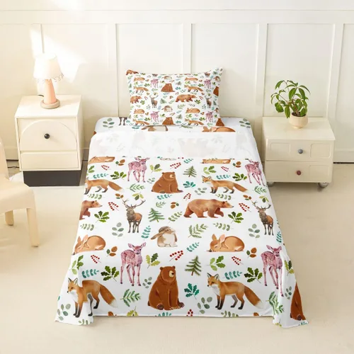 Vista 47 de Erosebridal Juego de sábanas de animales de la selva para niñas y niños, juego de sábanas de safari salvaje con diseño de elefante, oso, tigre