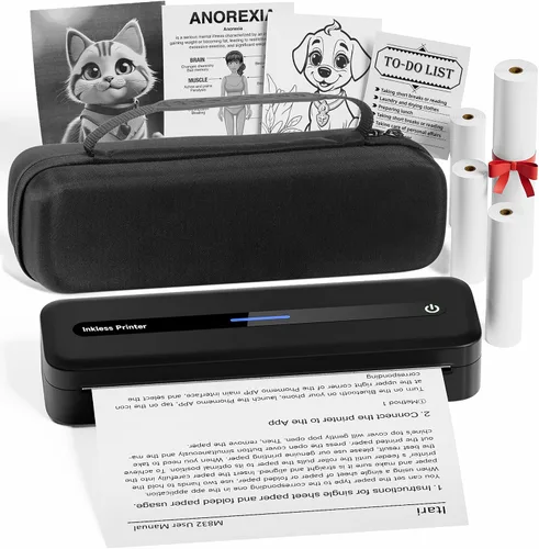 Vista 12 de Itari M832 - Impresoras portátiles inalámbricas para viajes, 8.5 x 11, color negro 300dpi Inkless Small Bluetooth Compact Mobile for Home Use