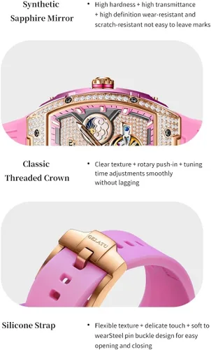Vista 7 de OLEVS - Reloj automático de lujo para mujer con diamantes, fecha, clásico, de cuerda automática, relojes de pulsera luminosos e impermeables