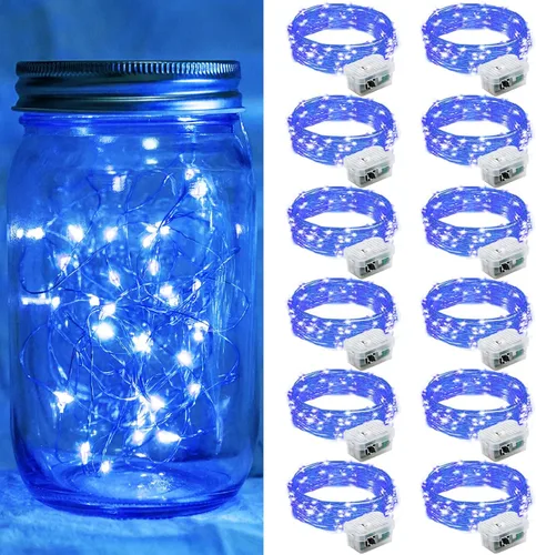 Vista 71 de Paquete de 6 luces de hadas a pilas con temporizador remoto, 8 modos de iluminación, 7 pies, 20 luces LED impermeables para Halloween, Navidad