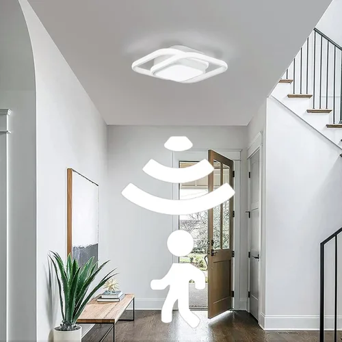 Vista 5 de Lámpara de techo LED con sensor de movimiento de 12.6 pulgadas para interiores, 36 W 6000 K, lámpara de techo blanca de montaje empotrado moderna