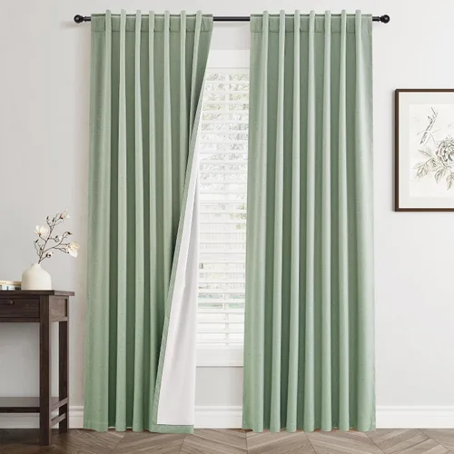 Vista 19 de Jowels - Cortinas opacas con pestaña trasera color beige cálido de 84 pulgadas de largo, 2 paneles para sala de estar y dormitorio, color beige