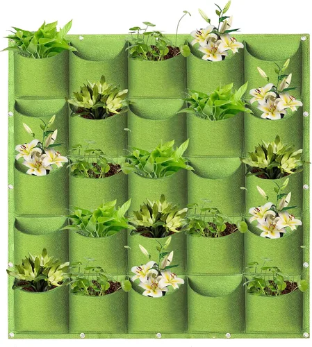 Vista 24 de Bolsas de cultivo colgantes para plantar, 9 bolsillos para colgar en la pared, bolsa de cultivo vertical para jardín interior y exterior, contenedor