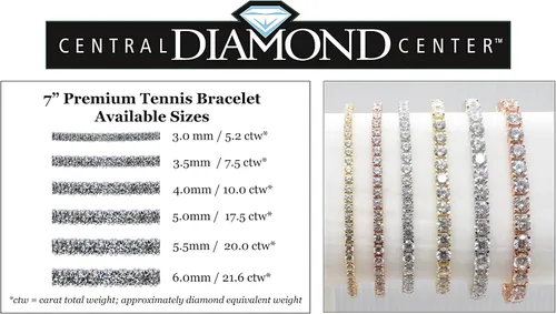 Vista 3 de Nana - Pulsera de tenis de plata de ley Swarovski con circonita cúbica de 17,7 o 8.0in, 0.138in, 0.157in, 0.197in, 0.217in o 0.236in