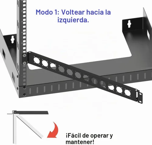 Vista 4 de 1U con bisagras Serie D 12 conectores Panel de componentes perforados para sonido de 19 pulgadas, AV, bastidores de equipos de computadora, panel