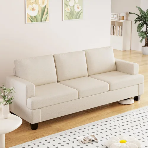 Vista 11 de Furnimart Sofás Seccionales para Sala de Estar, Modernos 2 Sofás de Dos Plazas y Sofá de 3 Plazas, Juego de Sofá de Asiento Profundo Color Crema
