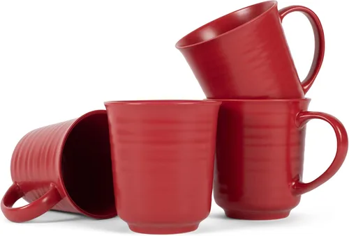Vista 13 de Elanze Designs Juego de 4 tazas de café de cerámica de 17 onzas con acabado esmaltado blanco mate