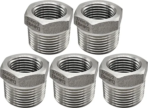 Vista 11 de Beduan - Buje reductor hexagonal de acero inoxidable, 1" macho NPT a 1/2" hembra NPT, accesorio adaptador para tubería de fundición reductor