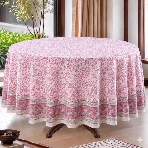 Vista 49 de Ridhi Mantel redondo con estampado de bloques a mano, color azul vaquero Azul Denim