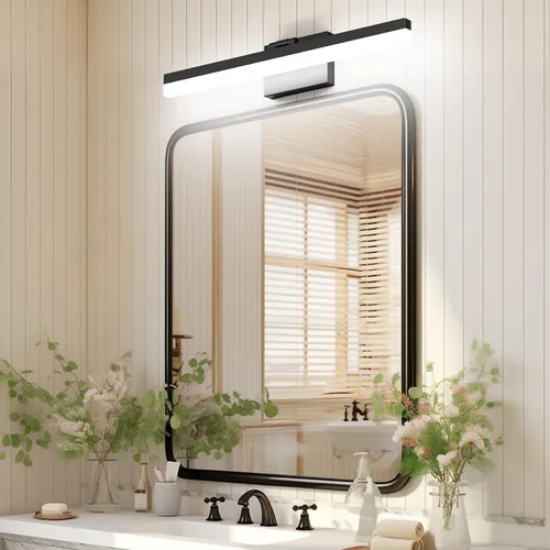 Vista 4 de Ralbay Luces de tocador negras para baño de 24 pulgadas, moderna luz LED negra mate, accesorios de iluminación de baño sobre espejo
