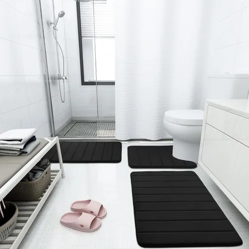 Vista 9 de Buganda Juego de 2 alfombras y tapetes de baño de espuma viscoelástica, lavables a máquina, suaves, antideslizantes, absorbentes, para baño, ducha