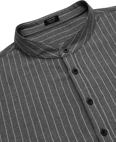 Vista 7 de COOFANDY - Camisa de lino y algodón con cuello Henley, de manga larga, estilo hippie, informal, camisetas de playa