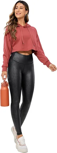 Vista 4 de CRZ YOGA - Leggings de piel sintética mate para mujer, de 25 a 28 pulgadas, pantalones de cuero elásticos de cintura alta, mallas de cuero