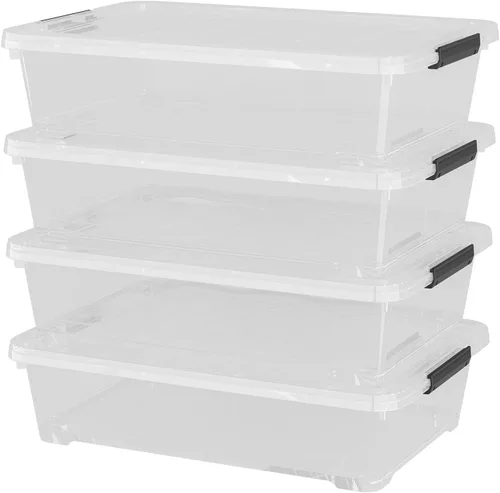 Vista 8 de Contenedor de almacenamiento de zapatos de 20 cuartos de galón con ruedas para debajo de la cama, organización del hogar u oficina, juego de 4