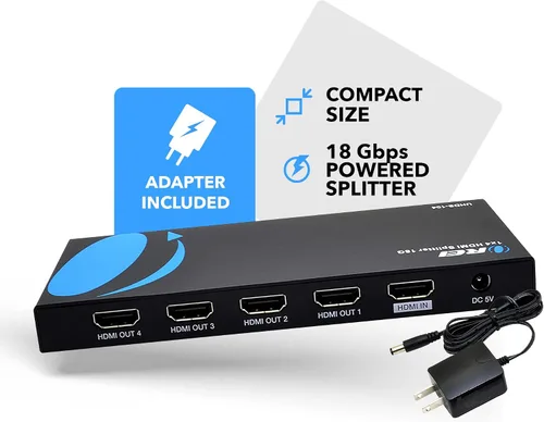 Vista 7 de OREI UltraHD 4K @ 60 Hz 1 X 4 HDMI Splitter 1 entrada 4 salidas 4 puertos 4: 8-Bit - HDMI 2.0, HDCP 2.0, 18 Gbps, EDID, Duplicar / Reflejar
