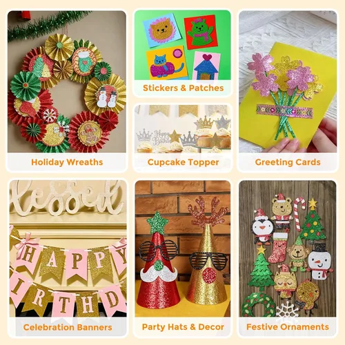 Vista 5 de Papel de cartulina con brillantina, 20 hojas multicolor de papel brillante de primera calidad, para tarjetas, manualidades, caja de regalo, regalos