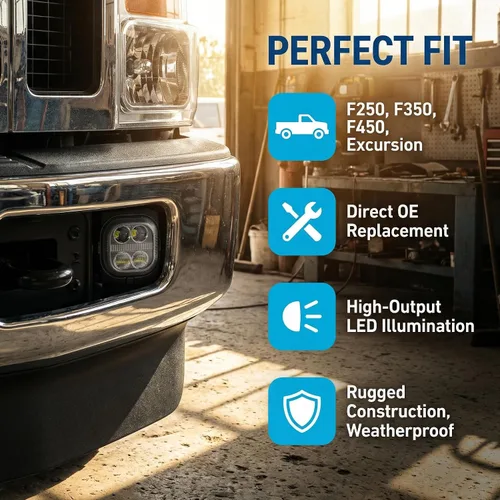 Vista 5 de Luz antiniebla LED con luces de circulación diurna, montaje de luz antiniebla para Ford F250 F350 F450 F550 Super Duty 2005 2006 2007 luces