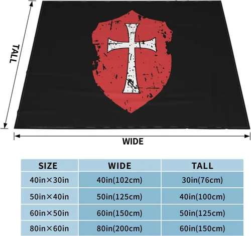 Vista 4 de Crusader Knights Templar Cross - Manta térmica, ligera, súper suave y cálida para todas las estaciones, para sofás