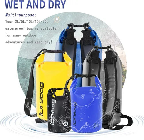 Vista 6 de [Usado] IDRYBAG Bolsa seca para kayak impermeable 2L/5L/10L/15L/20L, pequeña bolsa impermeable para navegación