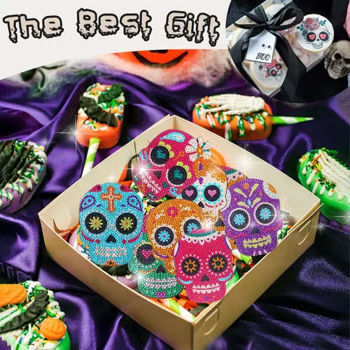 Vista 3 de TAVOLOZZA 9 posavasos de pintura de diamante, juego de posavasos de arte de diamante, posavasos de pintura de diamante para principiantes y niños