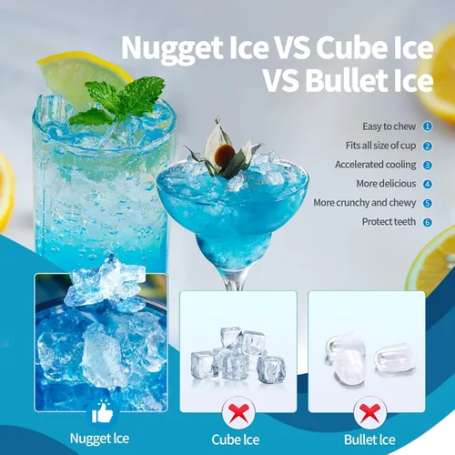Vista 6 de Antarctic Star Nugget - Máquina de hielo de pellets de 34 libras/día con autolimpieza, lista para hielo rápido en 10 minutos, máquina de hielo