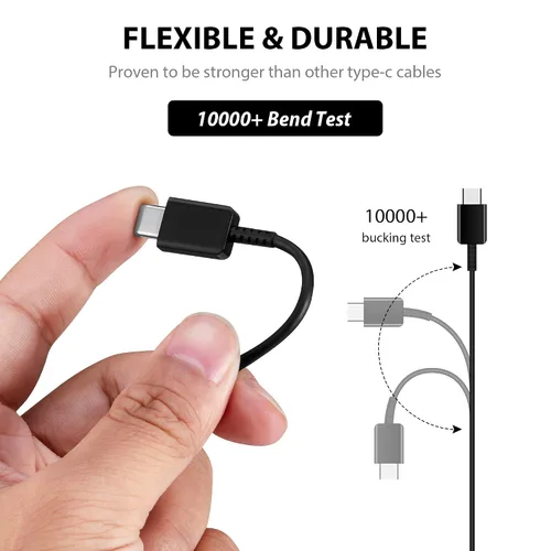 Vista 6 de Cable USB-C original de 10 pies compatible con Your Nothing Ear 1 con carga rápida y transferencia de datos. (blanco 3M)
