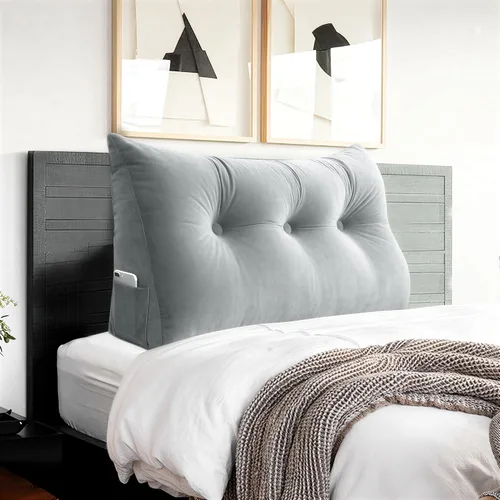 Vista 25 de Almohada de cabecero – Almohada de cama grande 3 en 1 como almohada de lectura de cuña, almohada grande para sofá cama o respaldo de apoyo, almohada