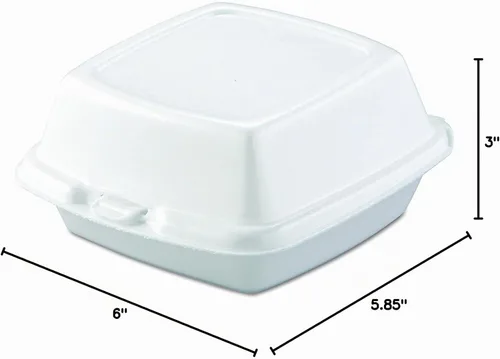 Vista 6 de Mr Miracle Recipientes de espuma de 6 x 6 pulgadas, contenedores desechables de espuma de poliestireno para alimentos, tapa con bisagras, 50
