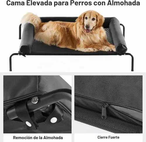 Vista 4 de RRPETHOME Cama Grande Elevada de Refrigeración para Perros, Cuna Elevada para Perros Grandes, Cama Elevada para Mascotas al Aire Libre, Cama