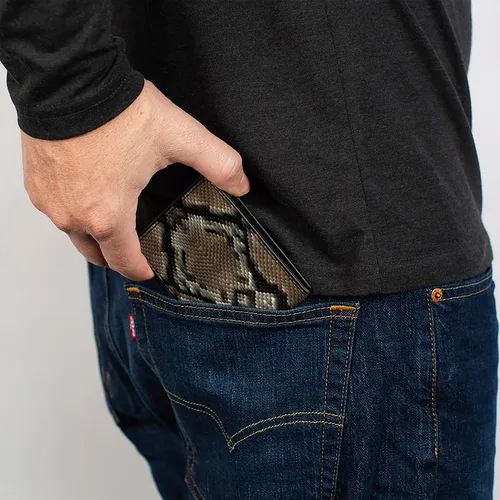 Vista 5 de Buckle-Down Billetera plegable PU para hombre, piel de serpiente, 1, multicolor, 4.0" x 3.5", Varios