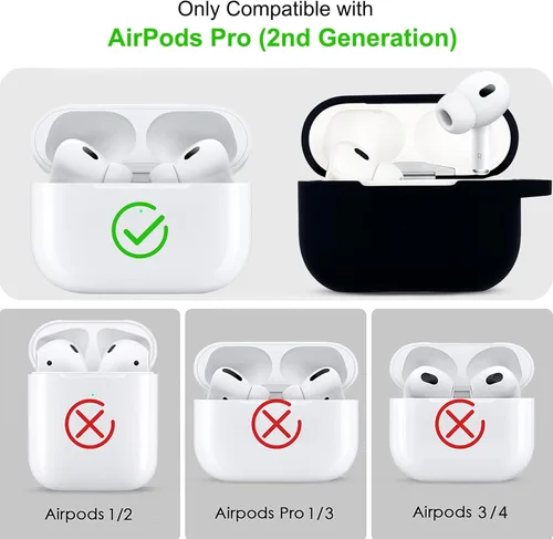 Vista 2 de Funda compatible con Airpods Pro de 2ª generación 2022, funda protectora de silicona suave con llavero de pulsera para Apple Airpods Pro 2 funda