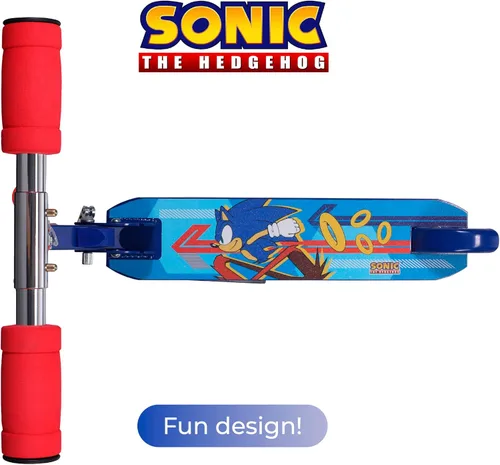 Vista 8 de Monopatín de 2 ruedas con ruedas que se iluminan – Plegable, plataforma antideslizante, cómodo y suave para andar Sonic el erizo