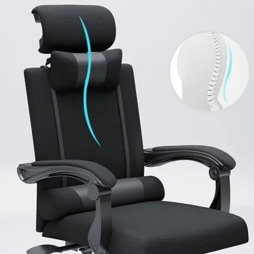 Vista 6 de Silla de oficina giratoria de altura ajustable, reposabrazos con soporte lumbar, silla de computadora, sillas ejecutivas ergonómicas