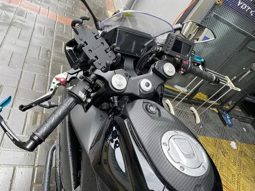 Vista 3 de Accesorios CNC para motocicleta, ajustable, plegable, extensible, con logotipo, palancas de embrague de freno para Yamaha FZ6 FAZER FZ-6 FZ 6 10