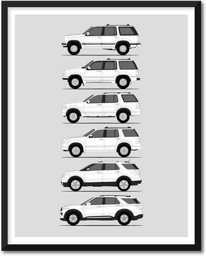 Vista 16 de Idea Network Póster hecho a mano compatible con Ford Print Wall Art Decoración hecha a mano de lo mejor de las generaciones de Ford, Historia Ford