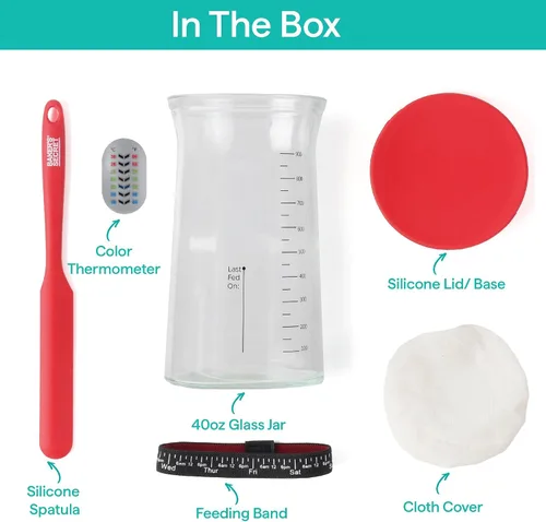 Vista 2 de Baker's Secret Kit de inicio de pan de masa madre Pro – Tarro básico de masa madre de gran capacidad de 40 onzas con 5 características únicas