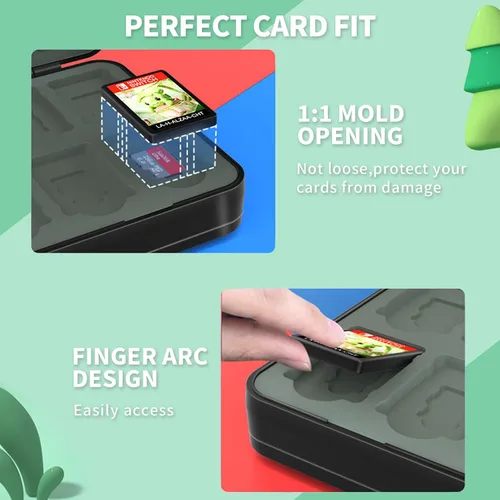 Vista 4 de QUBAMG Nintendo Switch Game Case 48 Game Card Slots and 48 Micro SD Card Slots for Nintendo Switch & OLED,Black Game Holder for Nintendo Switch