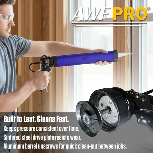 Vista 3 de AWF PRO Pistola de calafeteo para salchichas, paquete de papel de aluminio de 20 oz y cartucho convertible de 10 oz, relación de empuje 12:1, cañón
