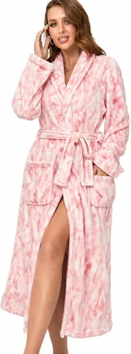 Vista 15 de RONGTAI - Bata de baño de felpa para mujer, batas largas y cálidas de felpa para damas, bata de noche de felpa, ropa para dormir Negro