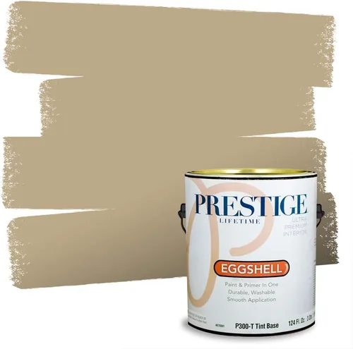 Vista 250 de PRESTIGE Pinturas de pintura exterior e imprimación en uno, 1 galón, plano, combinación comparable de Benjamin Moore* Manzanilla*