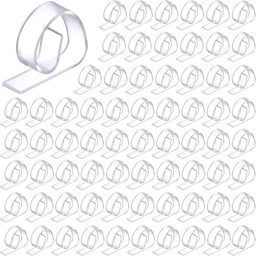Vista 7 de Eccliy 150 clips transparentes transparentes para manteles, clips de plástico resistentes al viento, soportes para mantel de Navidad, bodas