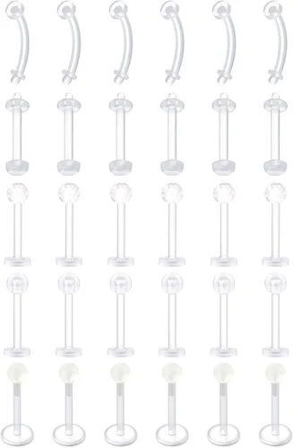 Vista 38 de D.Bella Retenedores de piercing transparentes de 16G para cartílago flexible para hélix, daith, rook, tragus, retenedor de aretes Bioflex, nariz