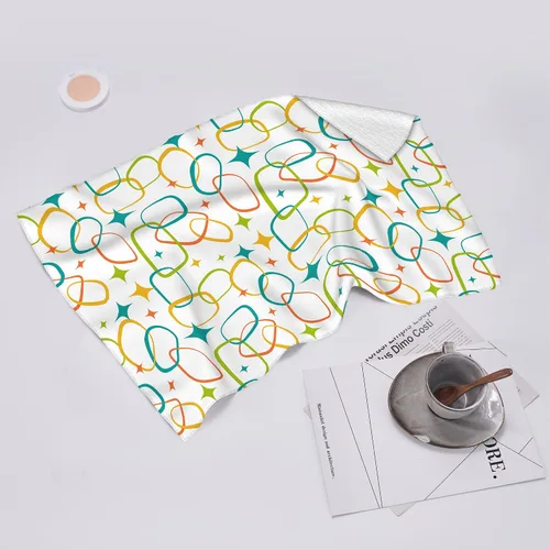 Vista 6 de Juego de 2 toallas de cocina modernas de mediados de siglo, toallas de mano absorbentes, paños de cocina retro para cocinar, hornear, baño, granja