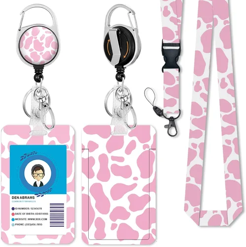Vista 12 de Giancomics Soporte para tarjetas de identificación negro con cordón, cordones para insignias de identificación con carrete de insignia retráctil
