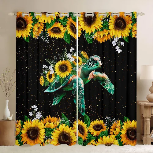 Vista 16 de Cortinas opacas negras de panal de abeja con luces de neón azul real, tratamientos de ventana con estampado geométrico hexagonal, decoración